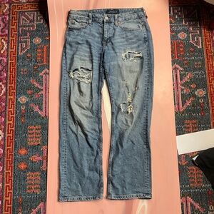 Aeropostale Blue Distressed Boyfriend Jeans, Low Rise, Size 6